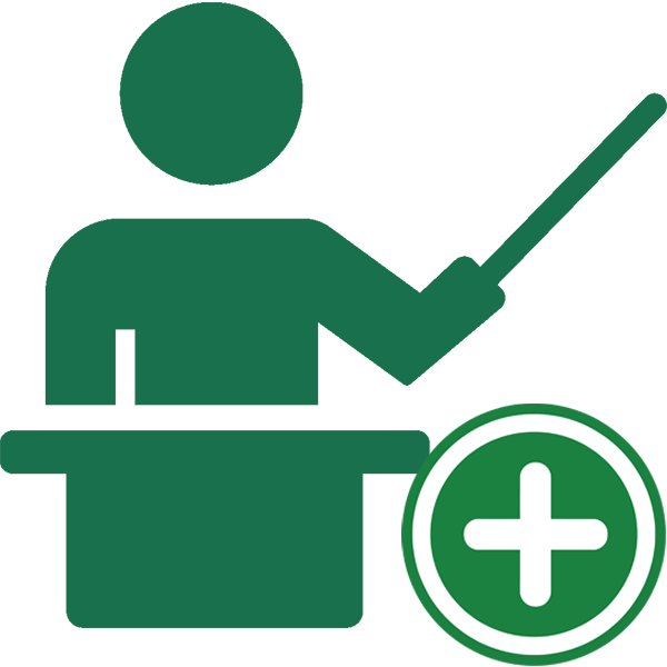 instructor with plus symbol