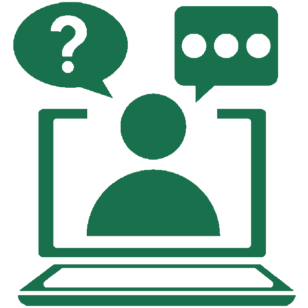 person chatting through computer icon