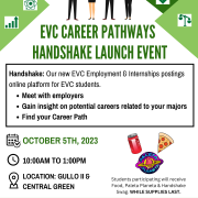 EVC Career Pathways & Handshake Launch Event Poster