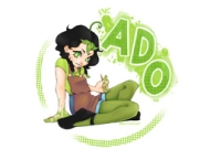 ADO in green next to cartoon girl