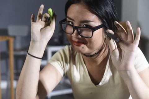 Student in an art class