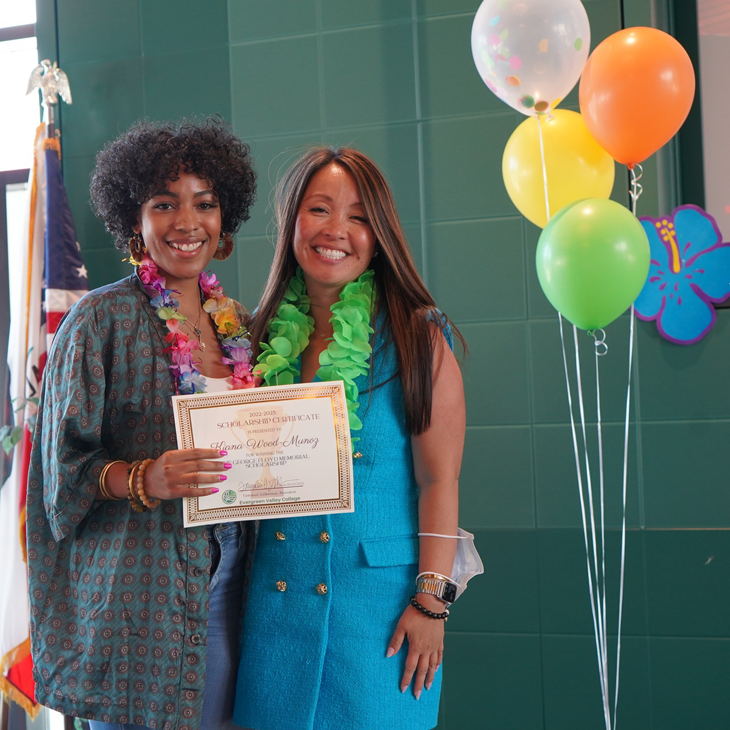 President with a student at the Scholarship Award Ceremony