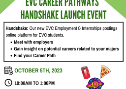 EVC Career Pathways & Handshake Launch Event Poster