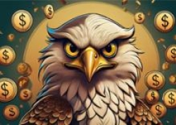 cartoon hawk with money around it